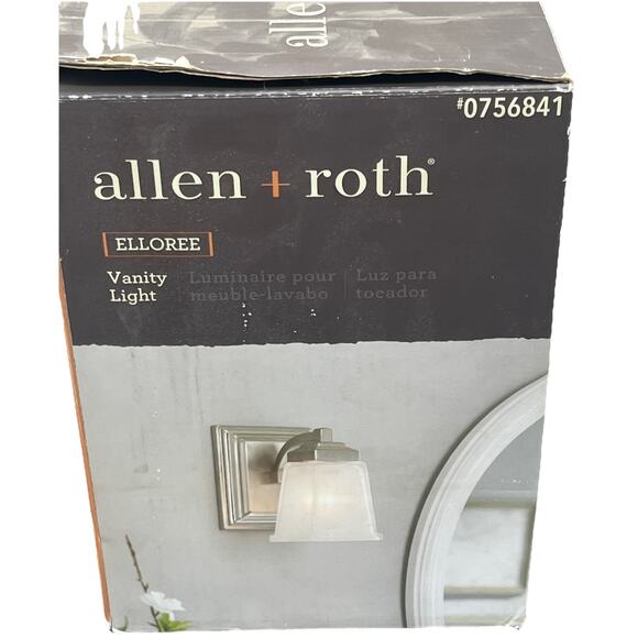 Allen + Roth Elloree Square Vanity Light Brushed nickel/ Frosted Glass. {90}. - Picture 1 of 8